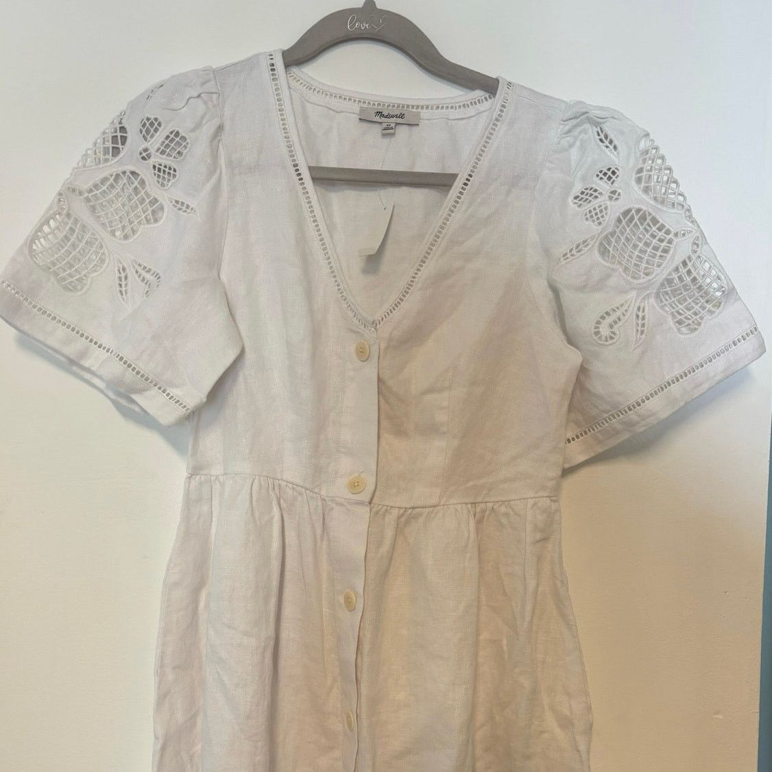 Madewell Madewell Cassie Button-Front Midi Dress Linen White Size XS Size XS / US 0-2 / IT 36-38 - 5 Thumbnail