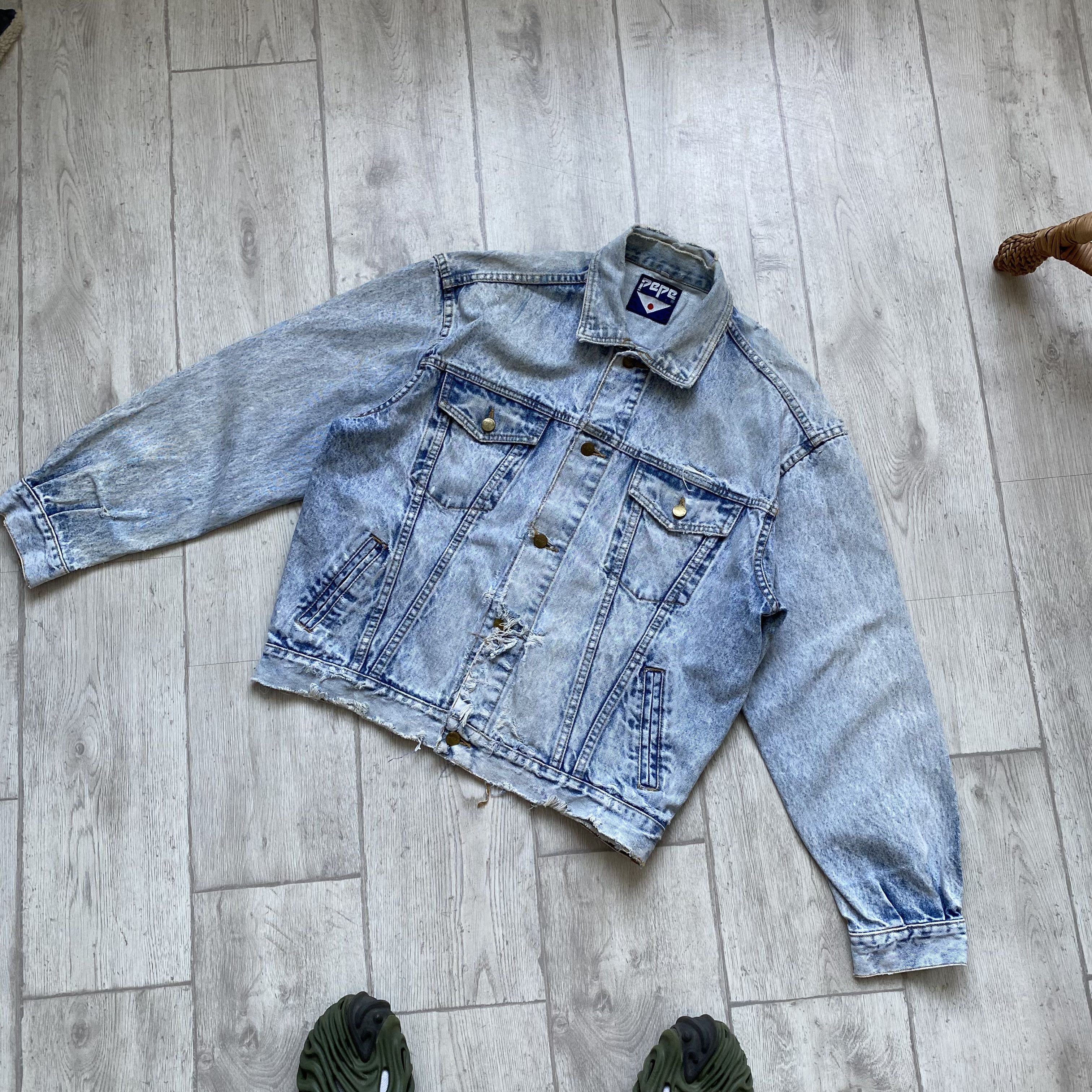 Japanese Brand CRAZY Vintage 80s Trashed Japanese Denim jacket Pepe Size US M / EU 48-50 / 2 - 13 Thumbnail