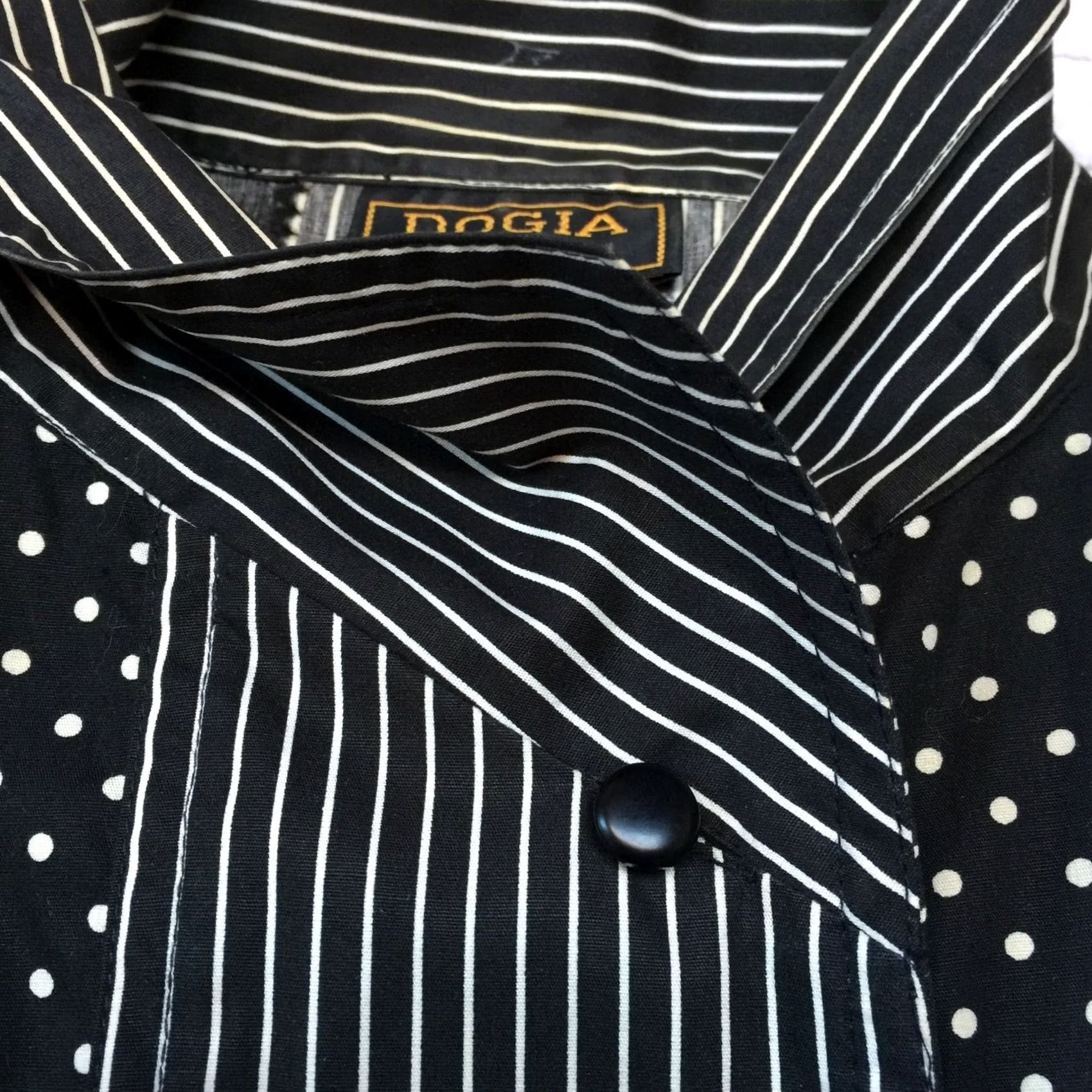 Vintage VINTAGE Pogia by S. Polimeni Womens Black White Polka Dot Shawl Collar Blouse 6 Size M / US 6-8 / IT 42-44 - 4 Thumbnail