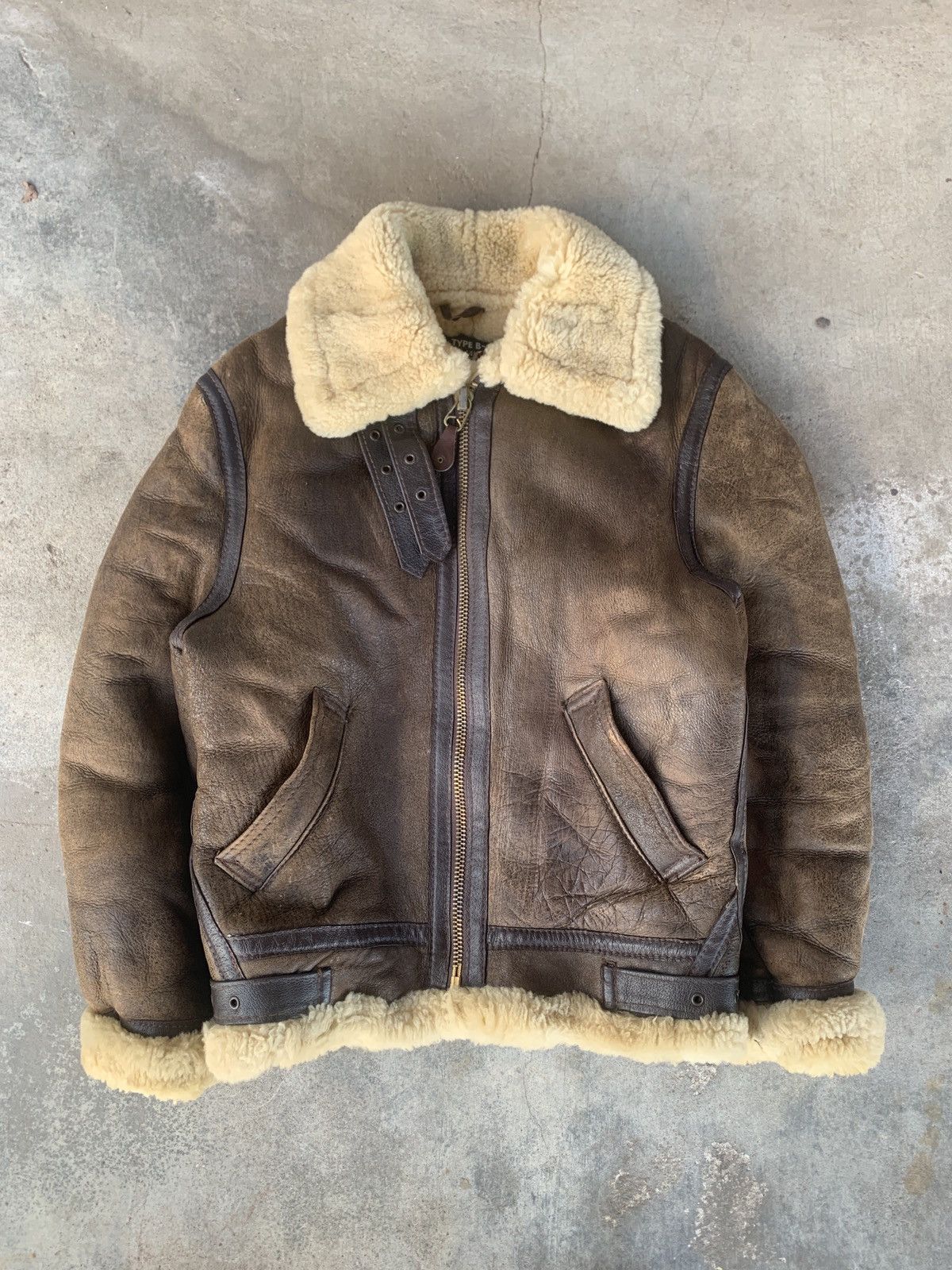 Vintage Schott Type B-3 Sheepskin Shearling Leather Jacket
