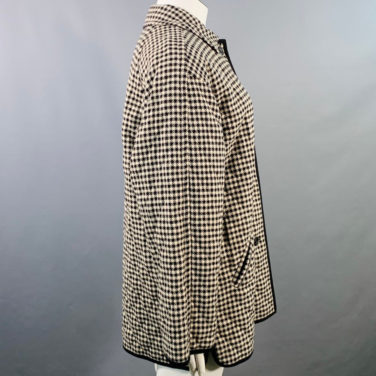 Aquascutum AQUASCUTUM Beige Wool Houndstooth Quilted Buttoned Jacket Size XL / US 12-14 / IT 48-50 - 3 Thumbnail