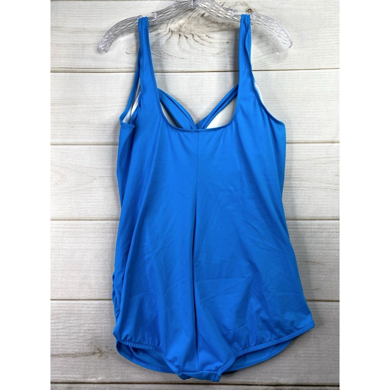 Catalina Catalina XL Blue One Piece Swimsuit Halter Padded Swim Skirt Ruched Vintage 90s Womens Size ONE SIZE - 4 Thumbnail