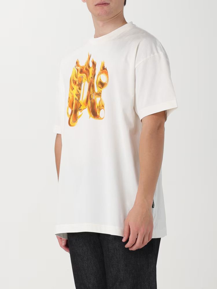 Palm Angels o1y0325 Logo Crewneck T-Shirt in White Size US M / EU 48-50 / 2 - 2 Thumbnail