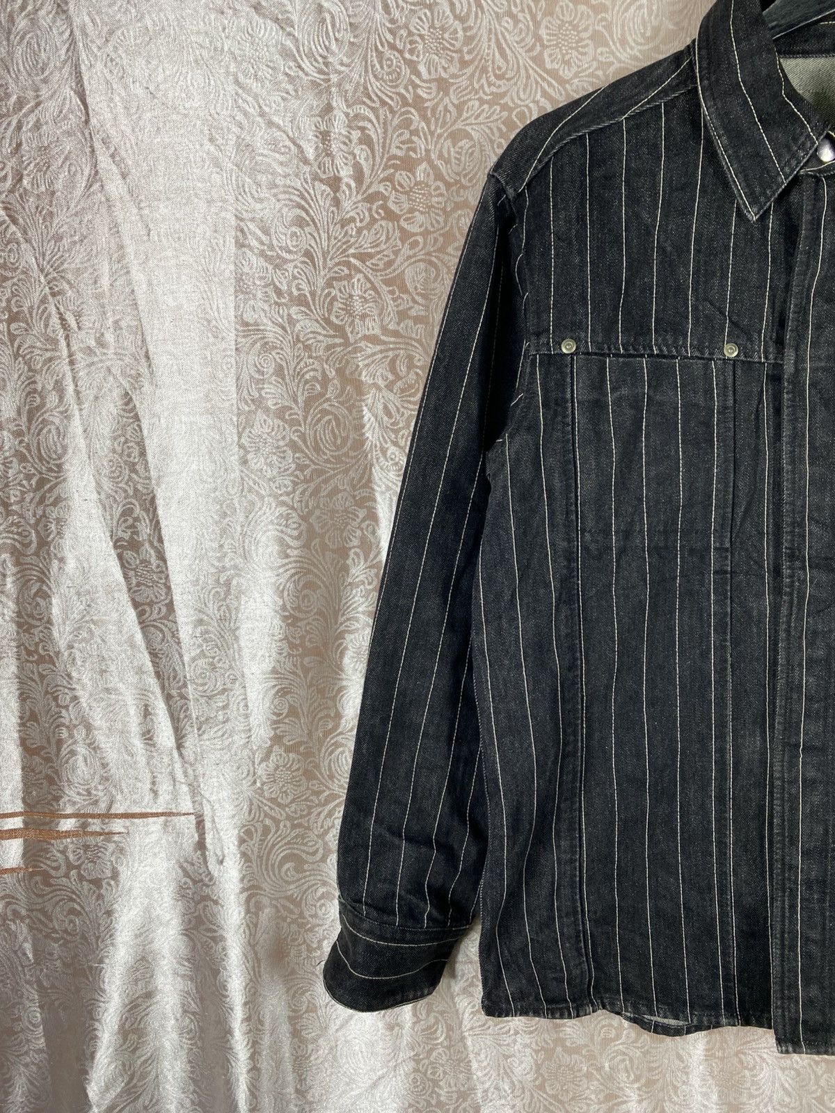 ADAM ET ROPE ADAM ET ROPÉ Black Pinstripe Denim Jacket Vintage Workwear Size US S / EU 44-46 / 1 - 7 Thumbnail