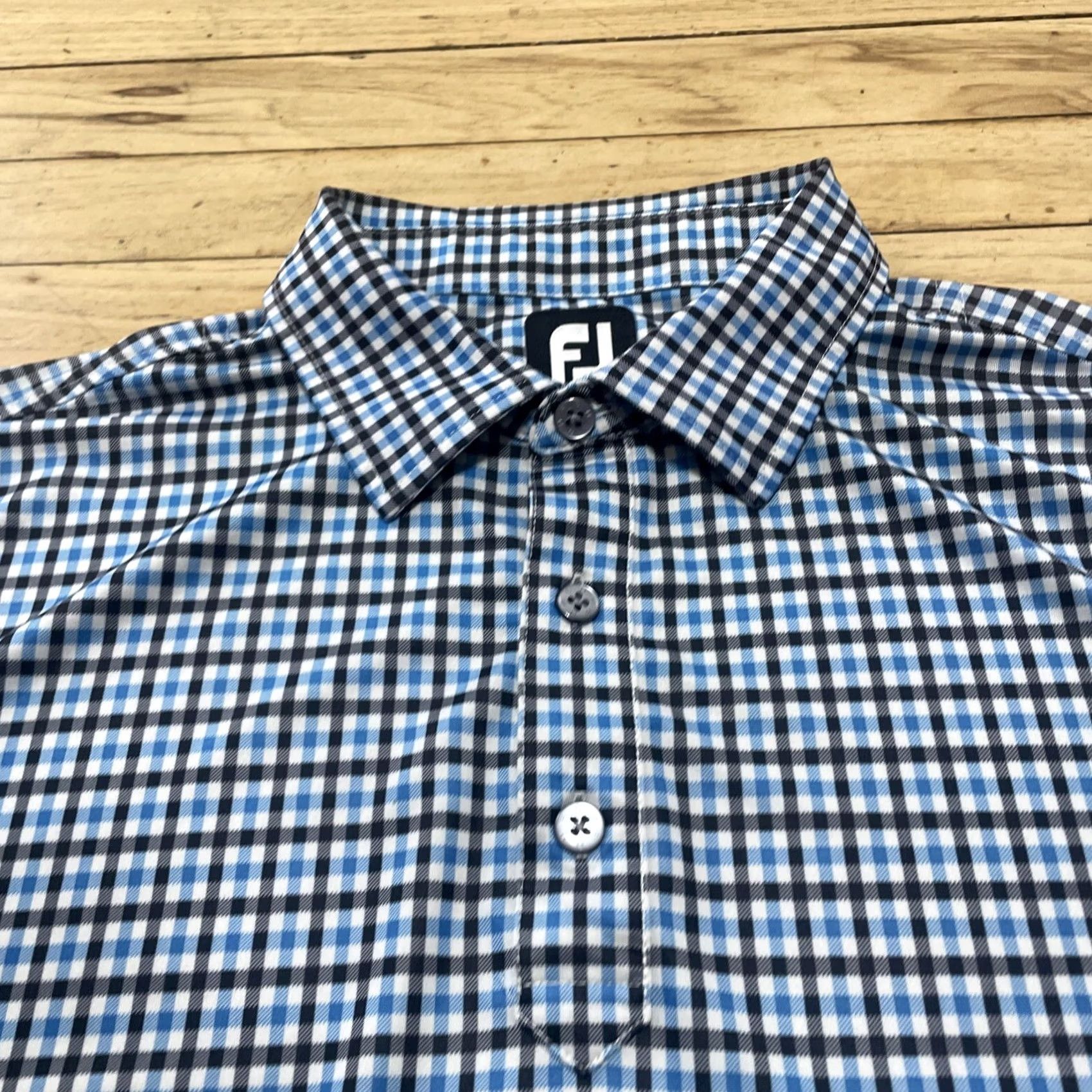 Footjoy FootJoy Polo Shirt Men L Blue Black Check Plaid Preppy Golf Jersey Stretch FJ L Size US L / EU 52-54 / 3 - 4 Thumbnail