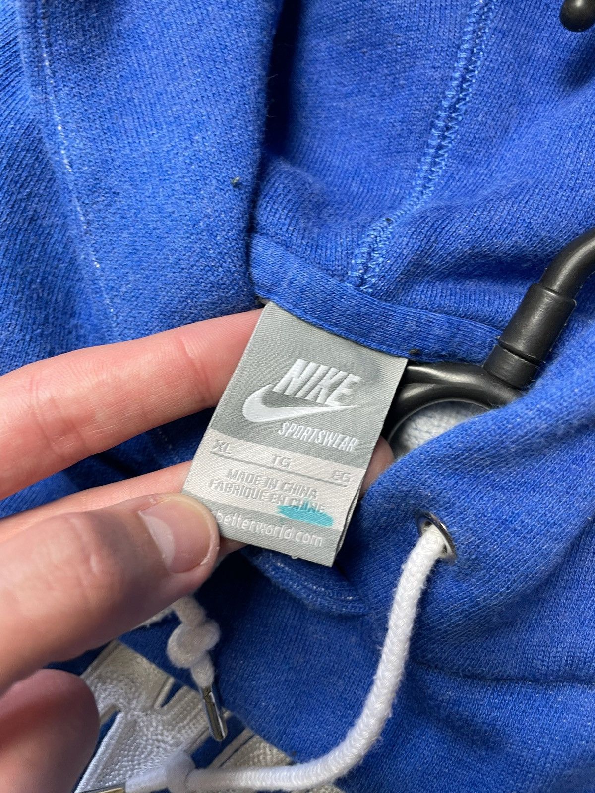 Nike × Vintage Vintage Nike hoodie big logo blue size L/XL Size L / US 10 / IT 46 - 3 Thumbnail