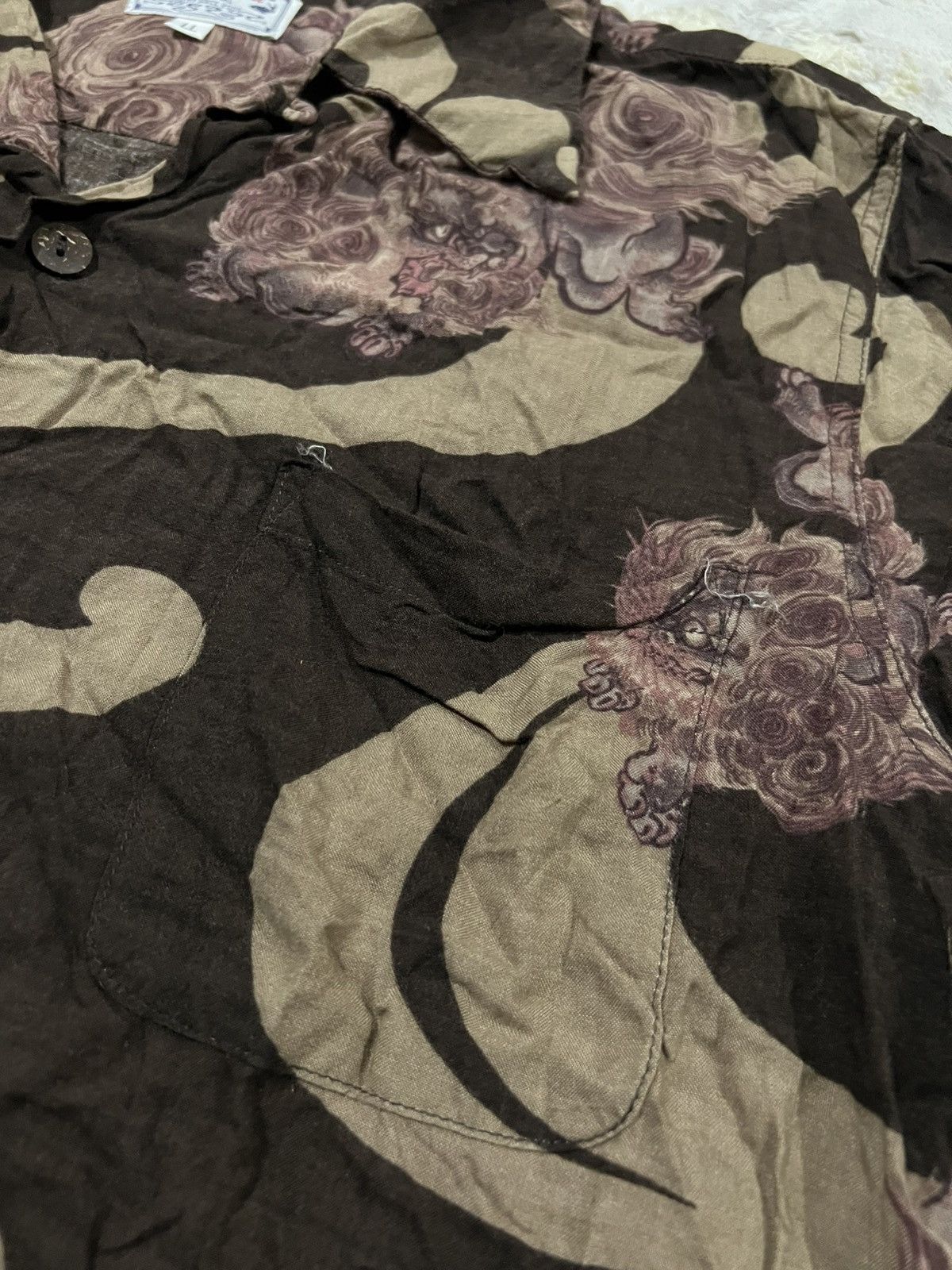 Sun Surf Vintage "Karajishi" Japanese Lion Rayon Hawaiian Shirt Size US L / EU 52-54 / 3 - 3 Thumbnail