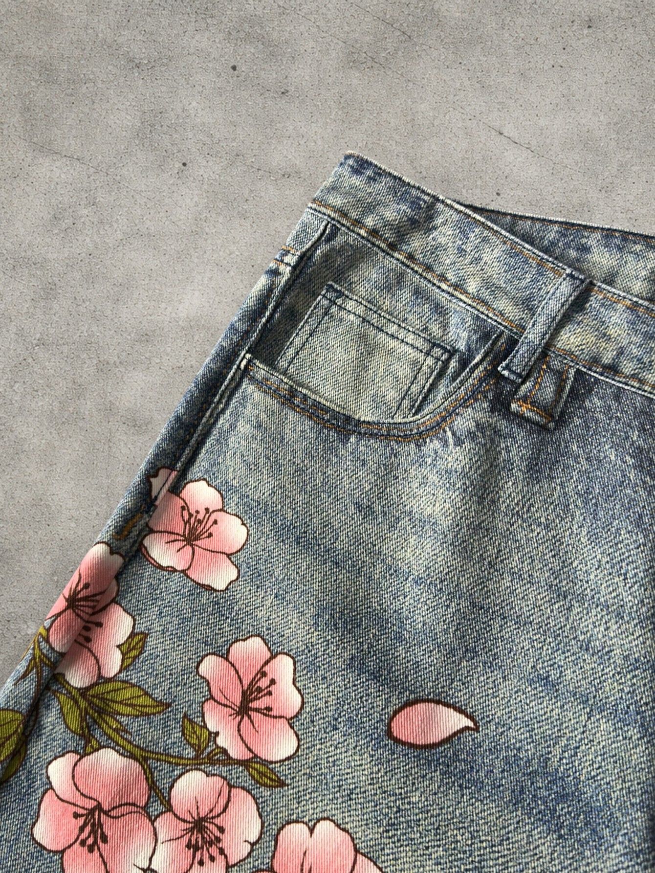 Vintage Anime graphic floral jeans Size US 32 / EU 48 - 3 Thumbnail