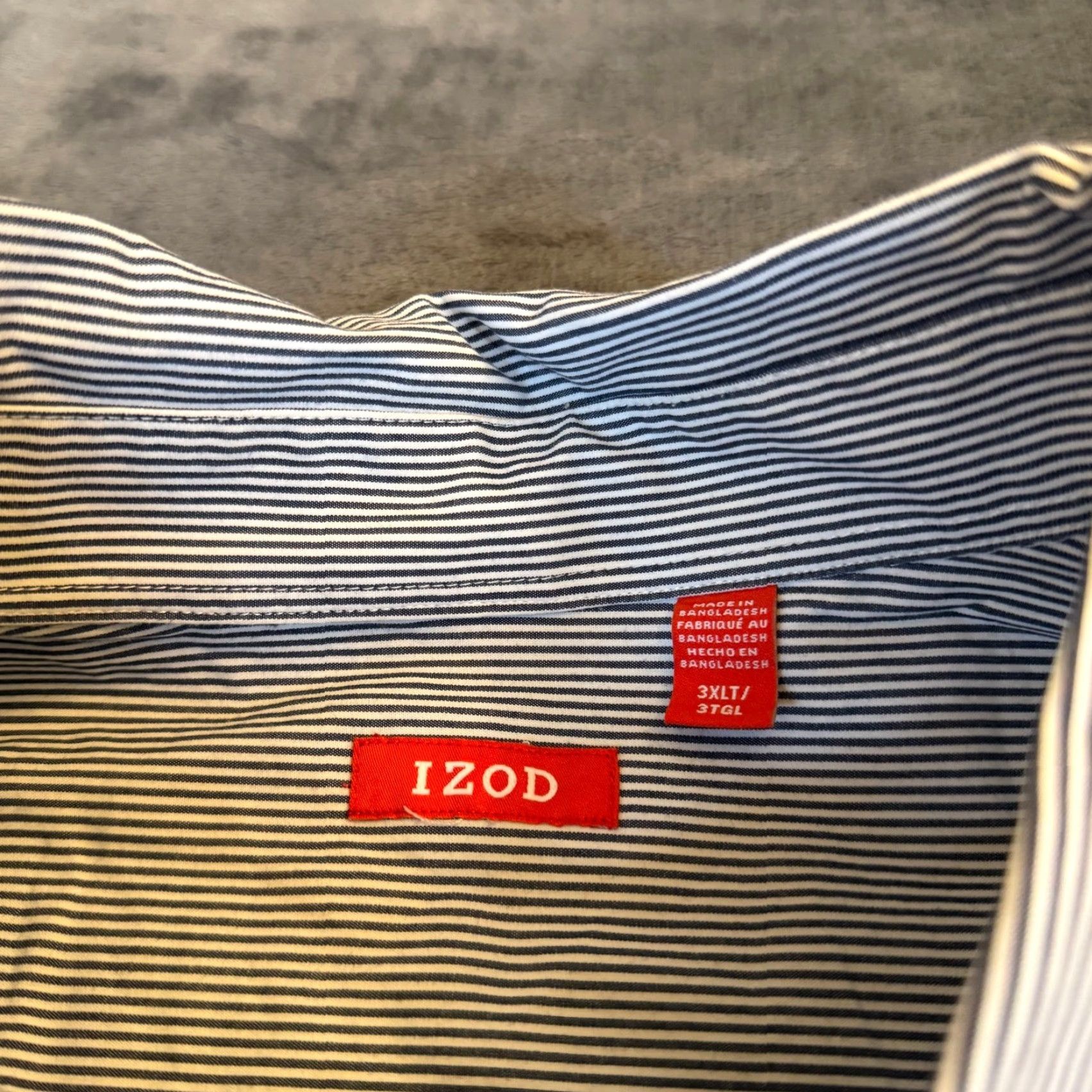 Izod VINTAGE IZOD Button-Down Shirt Mens 3XLT Blue White Striped Long Sleeve 3XL Tall Size US XXL / EU 58 / 5 - 3 Thumbnail
