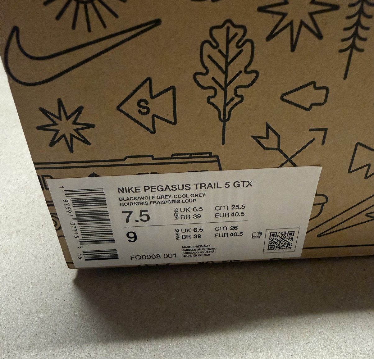 Nike Nike Pegasus Trail 5 GTX Gore Tex Black Mens size 7.5 Hiking Size US 7.5 / EU 40-41 - 7 Thumbnail
