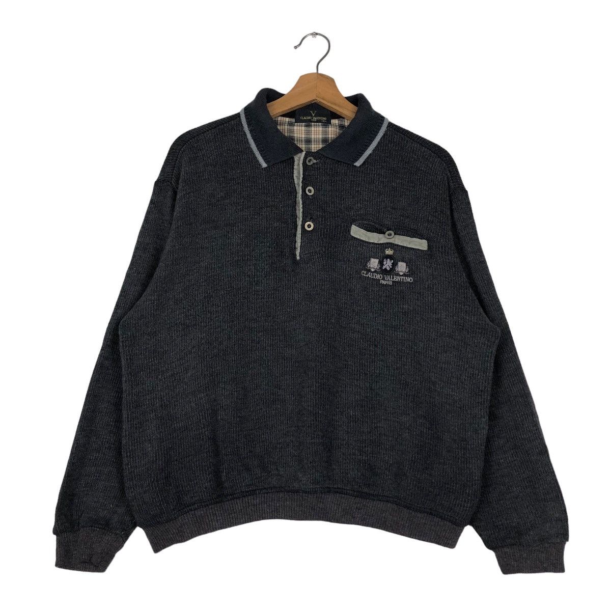 Japanese Brand 🔥Vintage Collar Collague Sweatshirt Claudio Valentino Size US M / EU 48-50 / 2 - 1 Thumbnail
