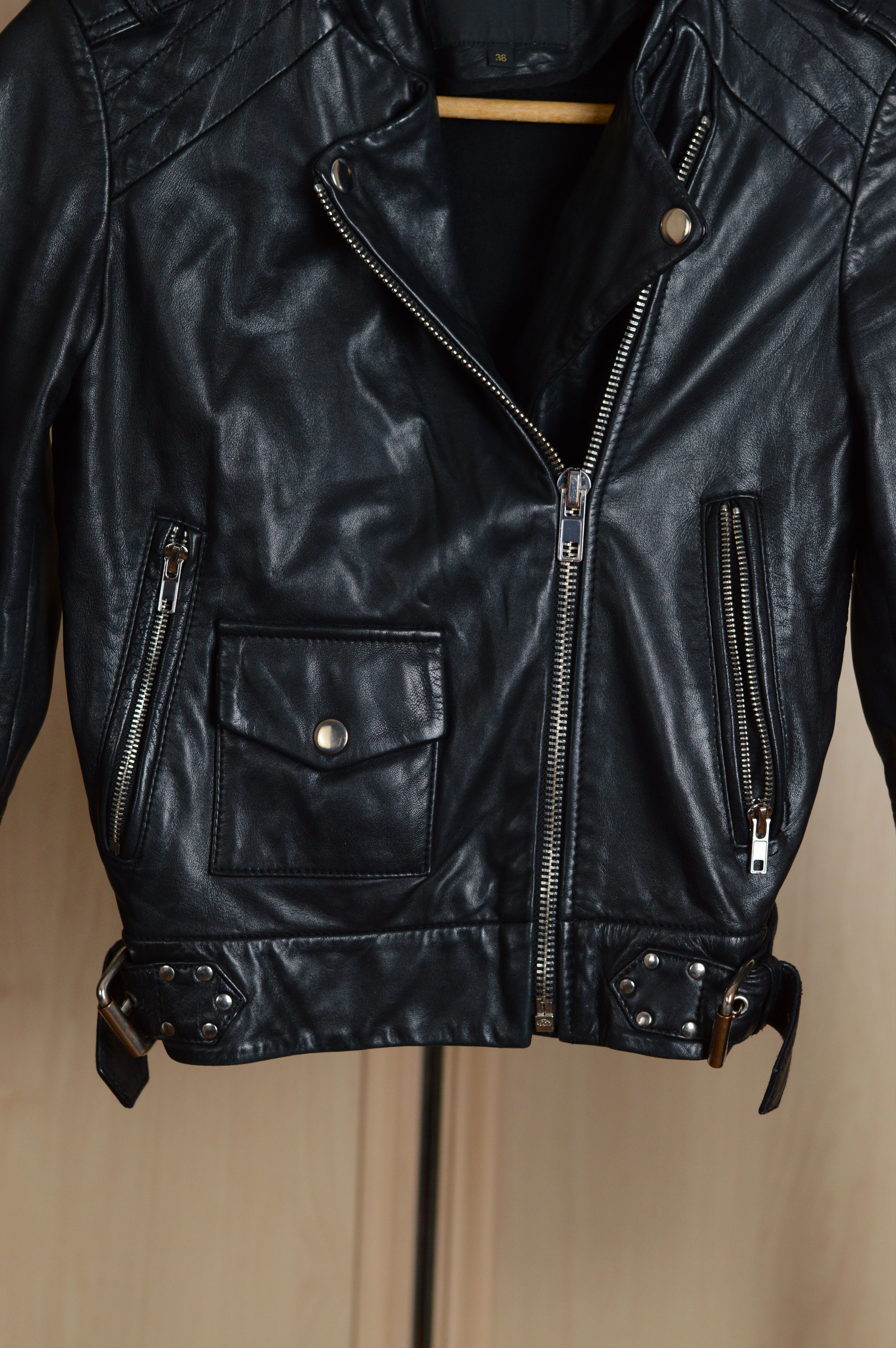 Maje Maje Lamb Skin Biker Jacket Size XS / US 0-2 / IT 36-38 - 2 Thumbnail