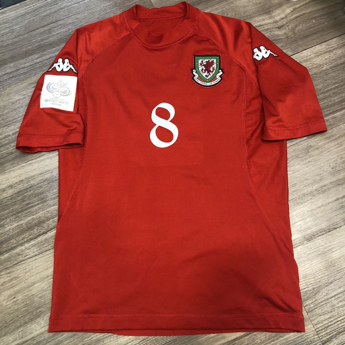 image of Fifa World Cup x Kappa Wales 04/05 Home Shirt 8 Bellamy in Red, Men's (Size Medium)