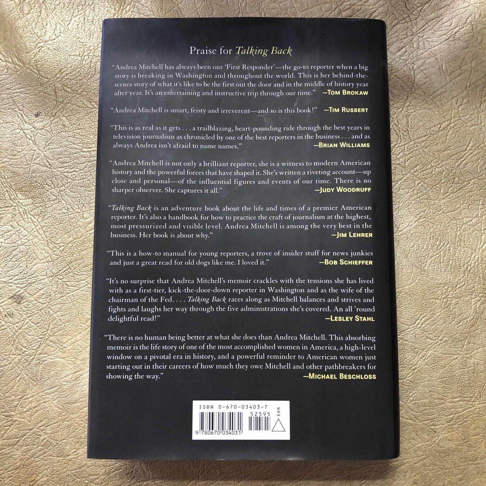 Designer SIGNED Andrea Mitchell Book Talking Back - NEW HCDJ Size ONE SIZE - 4 Thumbnail