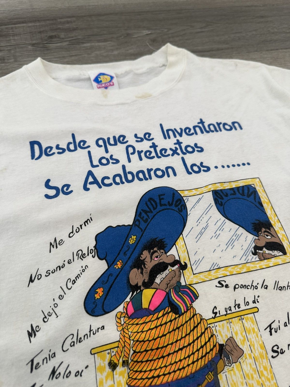 Vintage Vintage Mexico Los Pretextos White Oversized Cowboy Tee Size US XL / EU 56 / 4 - 5 Thumbnail