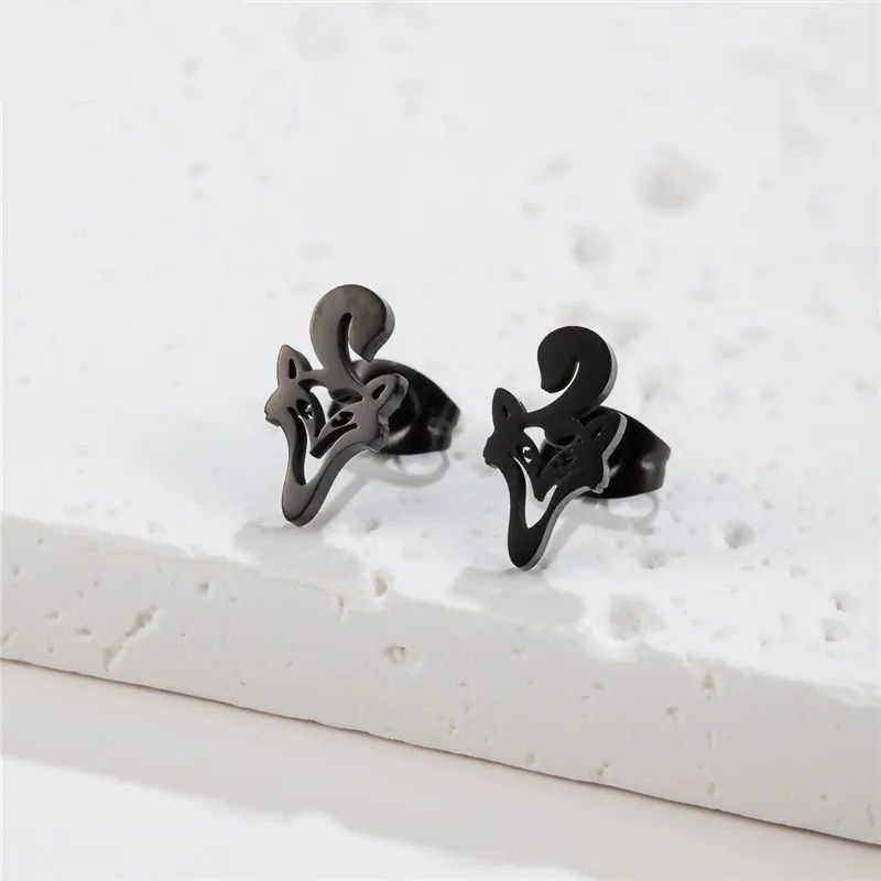 Jewelry Funny Fox Mini Stud Earrings Charm Earring Gift Size ONE SIZE - 1 Preview