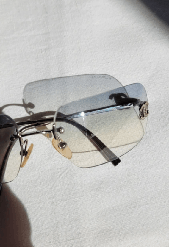 Chanel CHANEL Sunglasses 4017-D Mask Rimless Rhinestone Vintage Size ONE SIZE - 8 Thumbnail