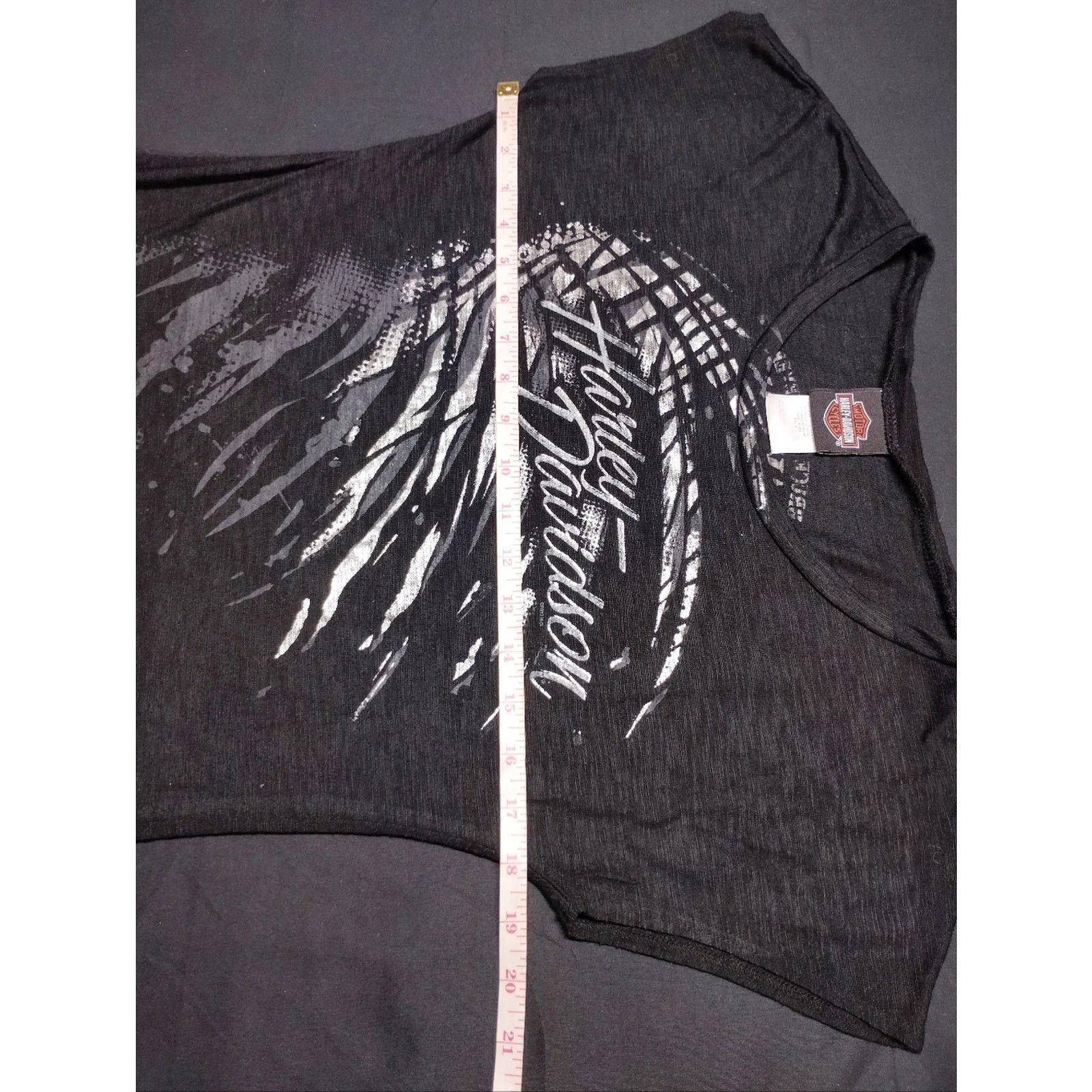 Harley Davidson Harley-Davidson Black Curved Hem Tee White Feather Graphic Size S / US 4 / IT 40 - 4 Thumbnail