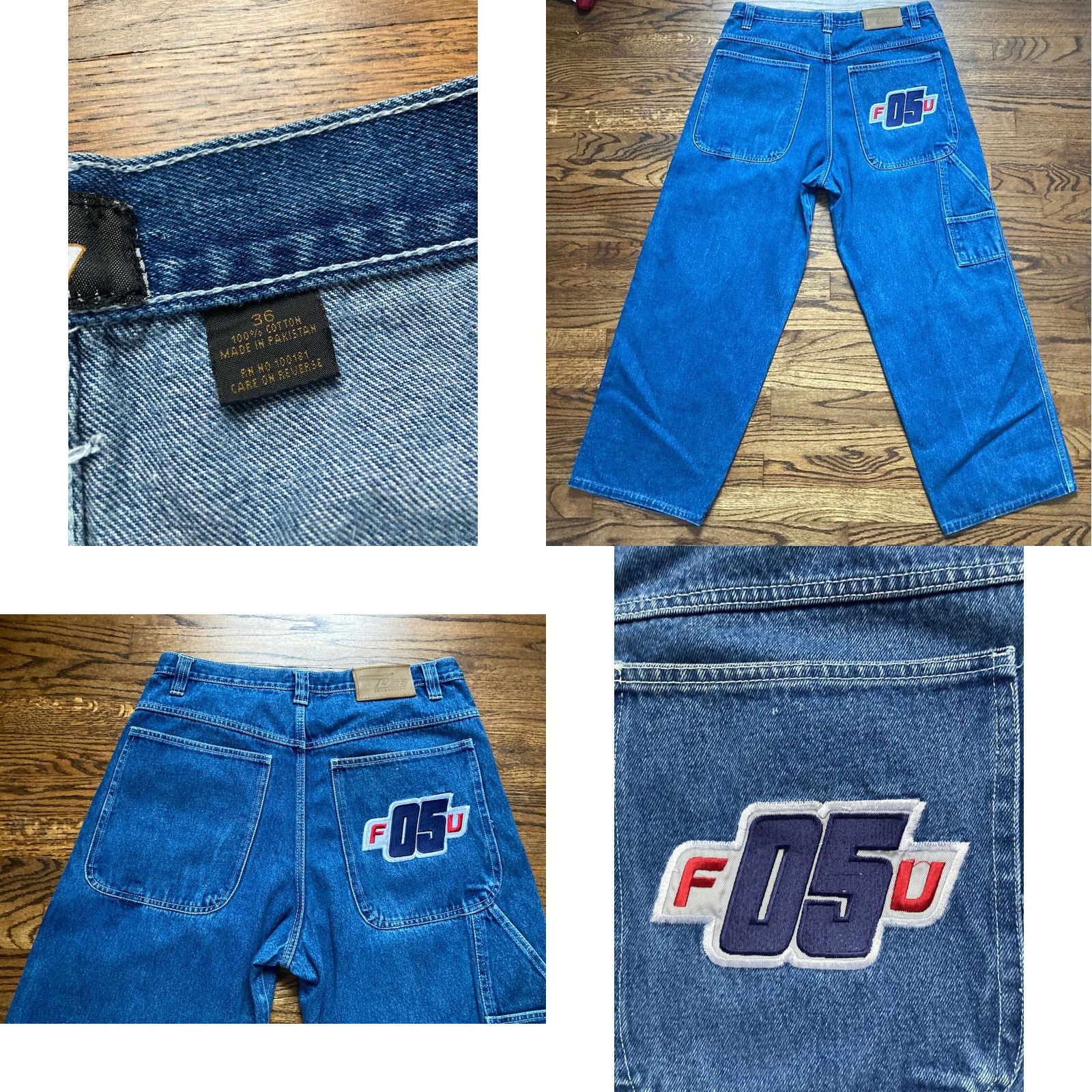 Fubu VINTAGE FUBU Jeans Baggy 36x29 Denim Mens D3D Innovations 5-Pocket Logo Embroidered Hip Hop Streetwear Size US 36 / EU 52 - 8 Thumbnail