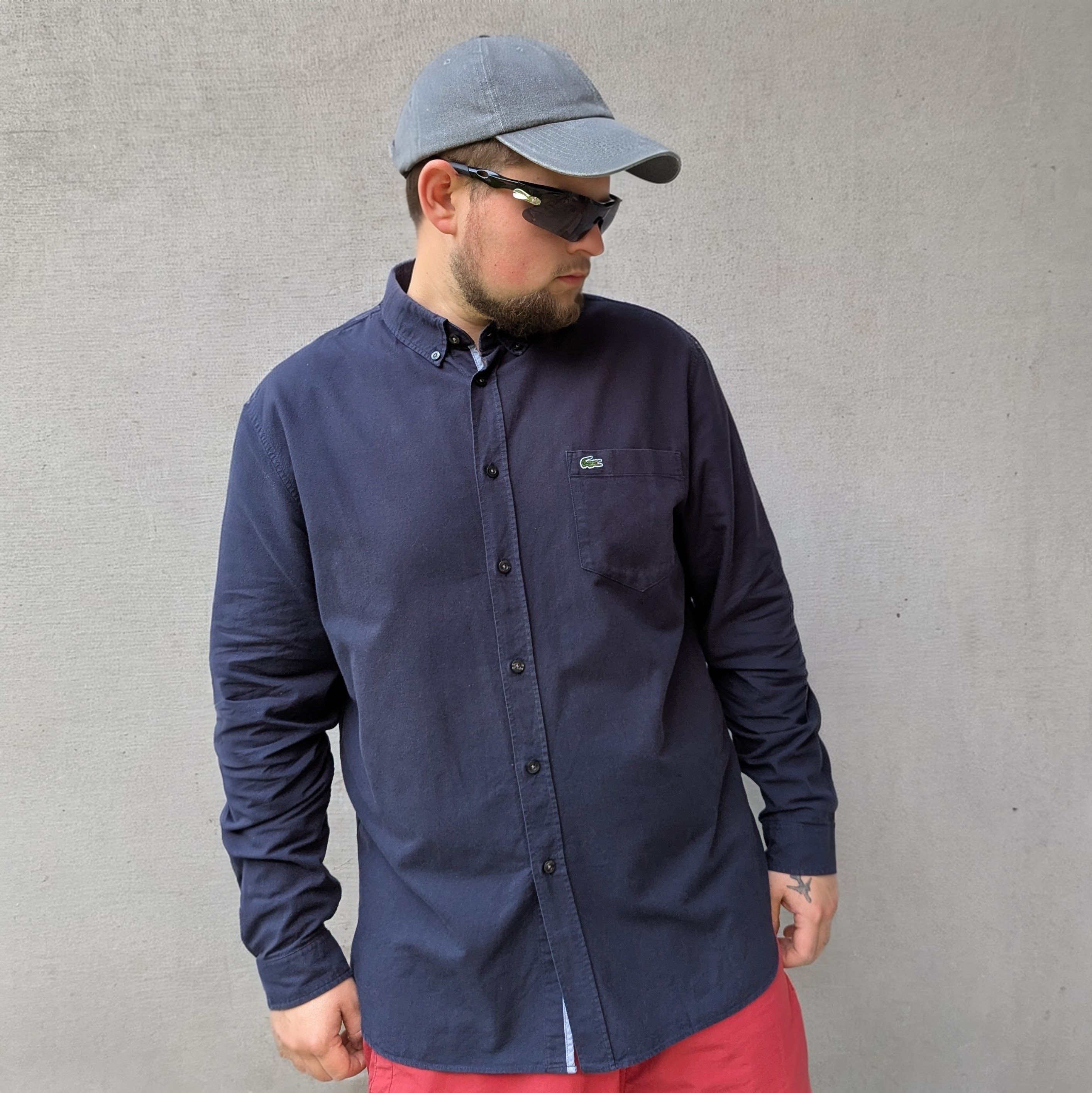 Lacoste LACOSTE Men's Loose Dark Blue Button Down Shirt Size US XL / EU 56 / 4 - 1 Thumbnail