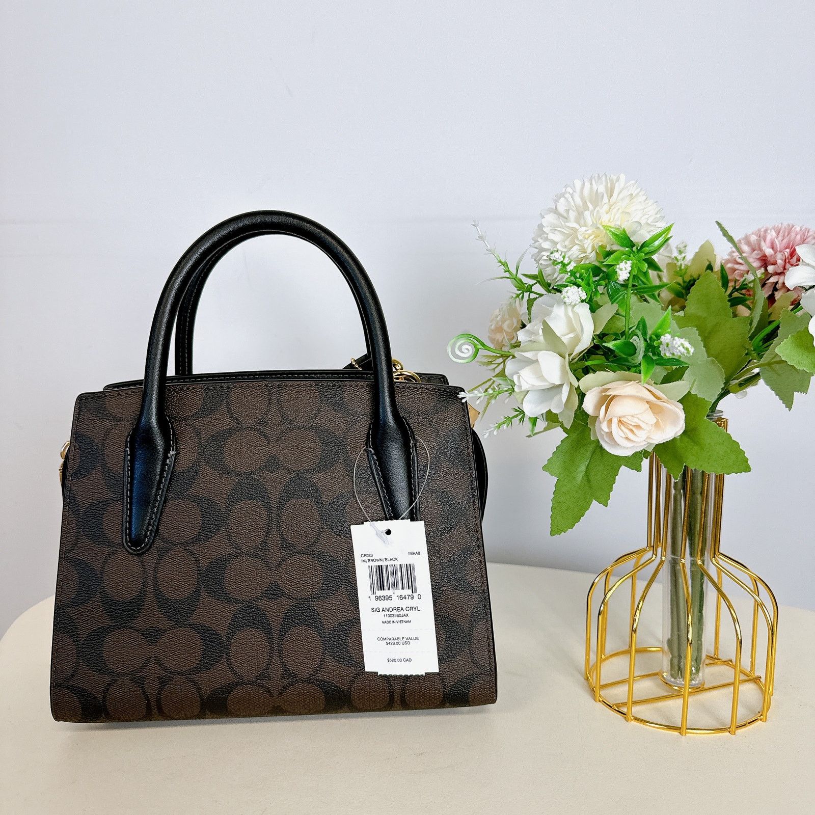 Coach Coach CP083 Andrea Carryall Bag In Signature Canvas IN Brown Size ONE SIZE - 4 Thumbnail