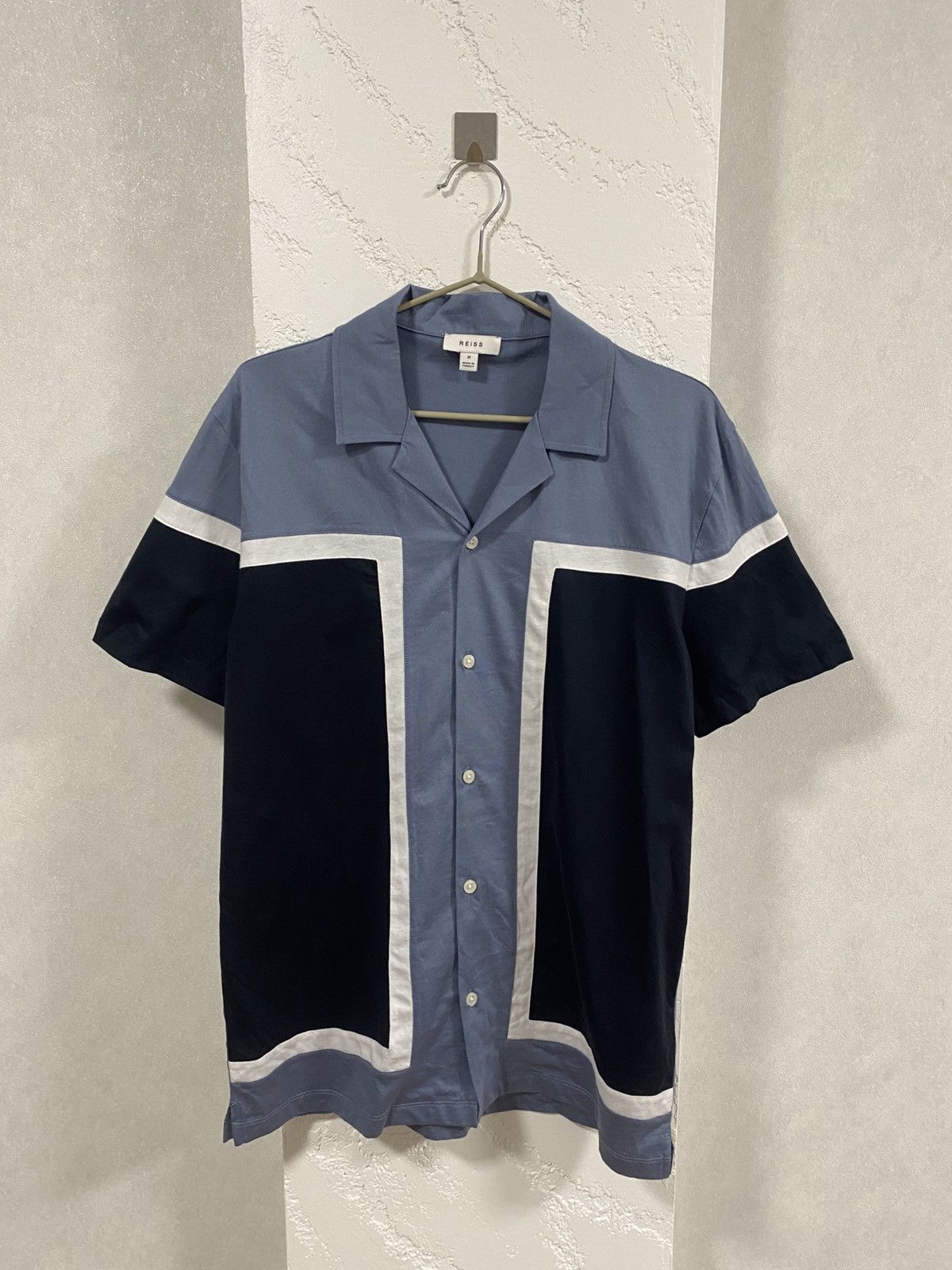 Reiss Reiss Noble Mercerised Colourblock Cuban Collar Shirt Sz: M Size US M / EU 48-50 / 2 - 1 Thumbnail