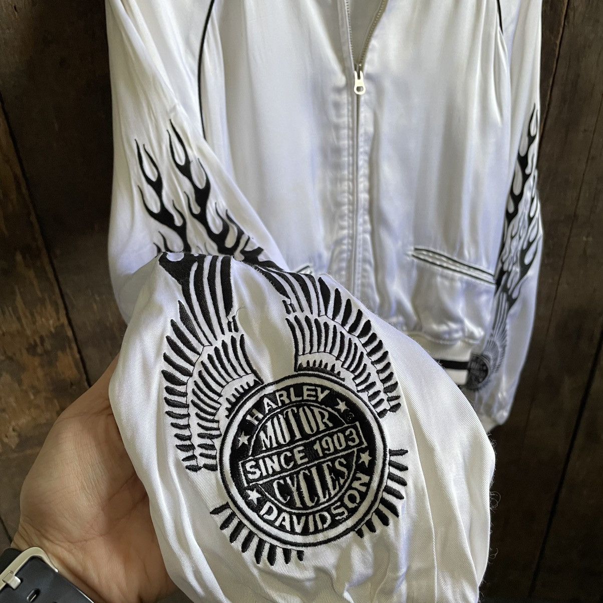 Harley Davidson × Vintage Vintage Harley Davidson Flame Sukajan Jacket Size US S / EU 44-46 / 1 - 3 Thumbnail