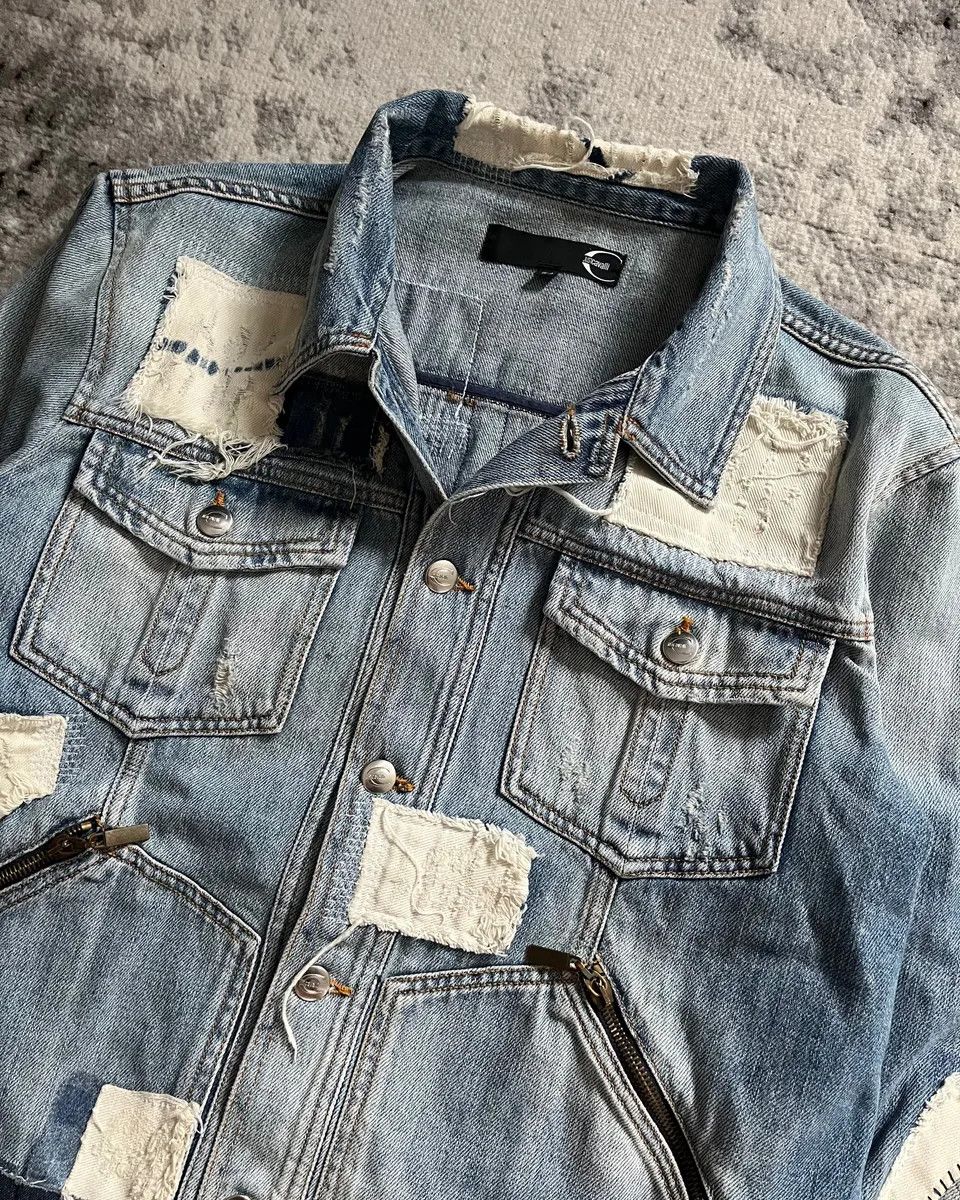 Roberto Cavalli × Vintage AW2010 Cavalli Destructured Patchwork Denim Jacket Size US L / EU 52-54 / 3 - 3 Thumbnail