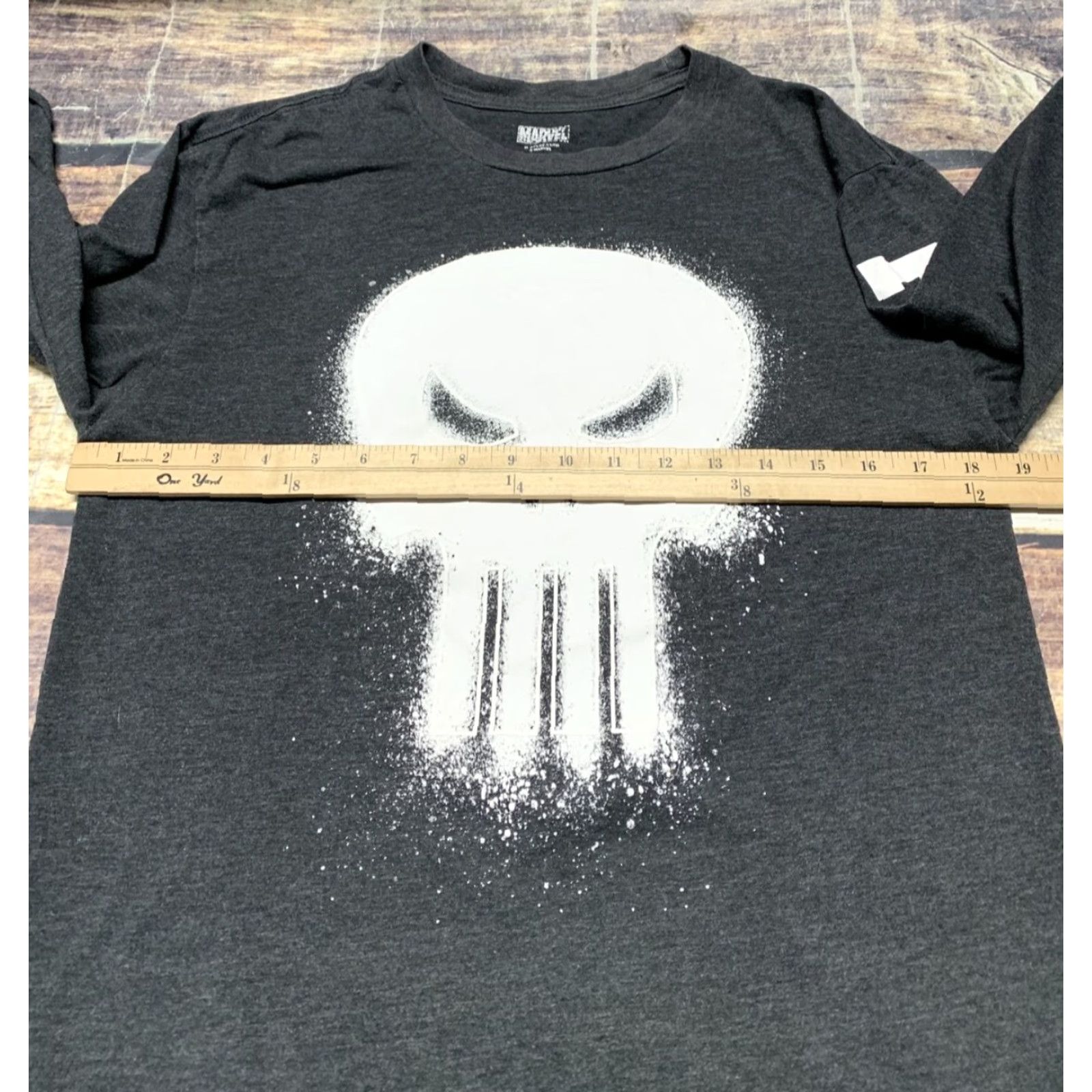 Vintage Marvel Punisher Men's Long Sleeve Tee M Dark Gray Crew Neck Image White Logo T-Shirt Size US M / EU 48-50 / 2 - 4 Thumbnail