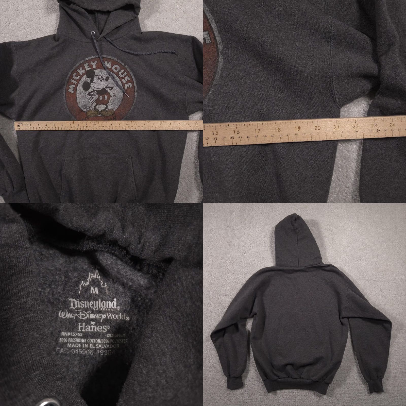 Disney VINTAGE Disney Parks Mickey Mouse Hoodie Mens M Gray Pullover Graphic Est 1928 Size US M / EU 48-50 / 2 - 8 Thumbnail