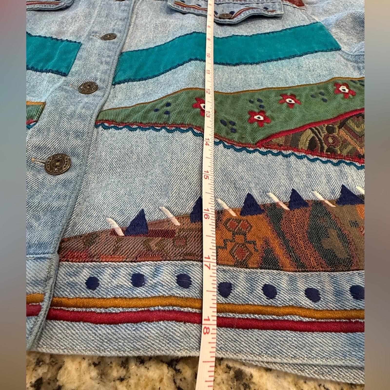 Other Petite Sophisticate jeans jacket Aztec floral patchwork MP Size M / US 6-8 / IT 42-44 - 11 Thumbnail