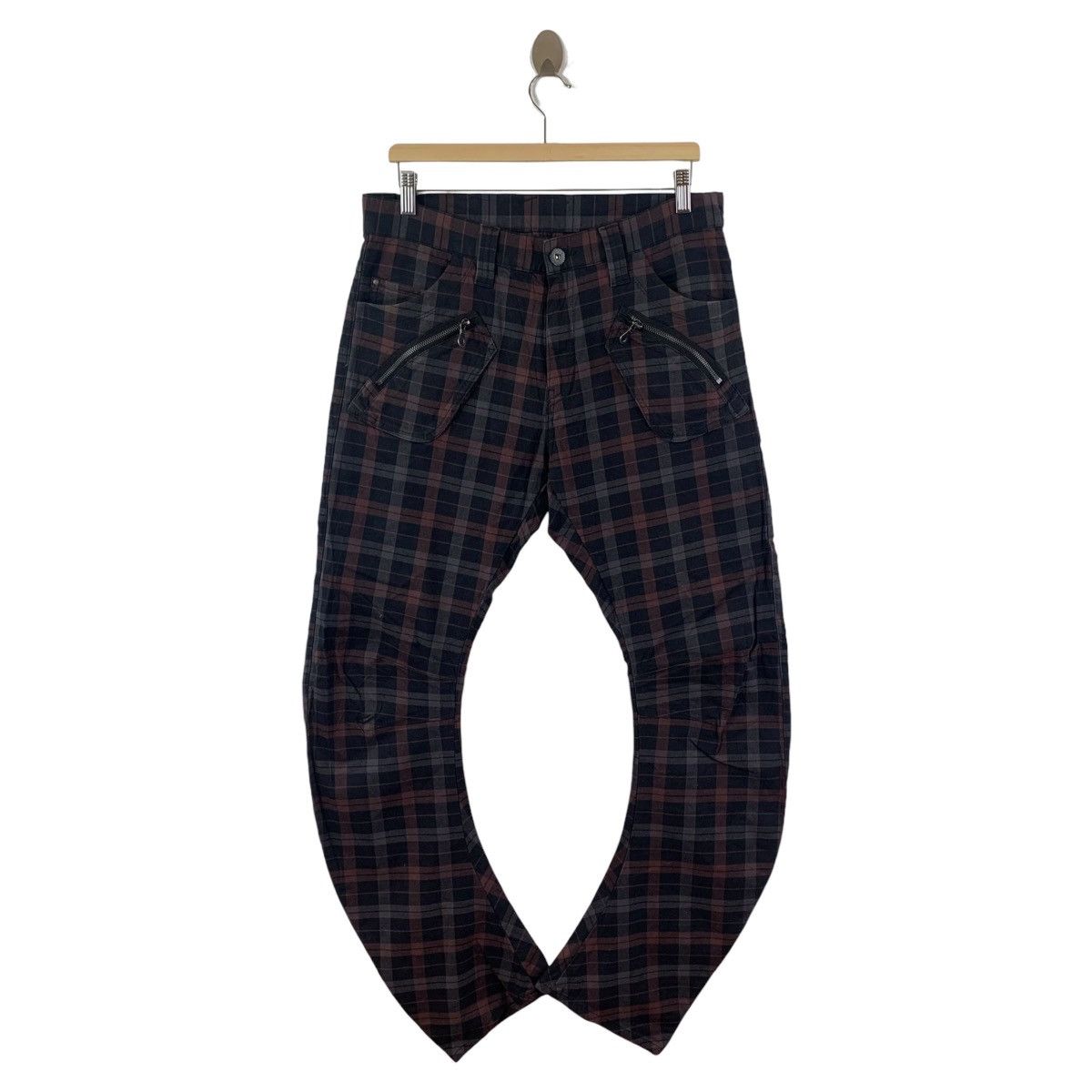 PPFM Curve multipocket checkered punk design jeans