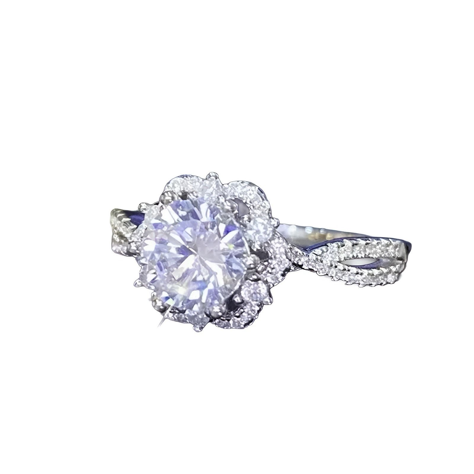The Unbranded Brand 1 CT Moissanite Flower Ring w/ Half Infinity Adjustable Band Size ONE SIZE - 2 Thumbnail