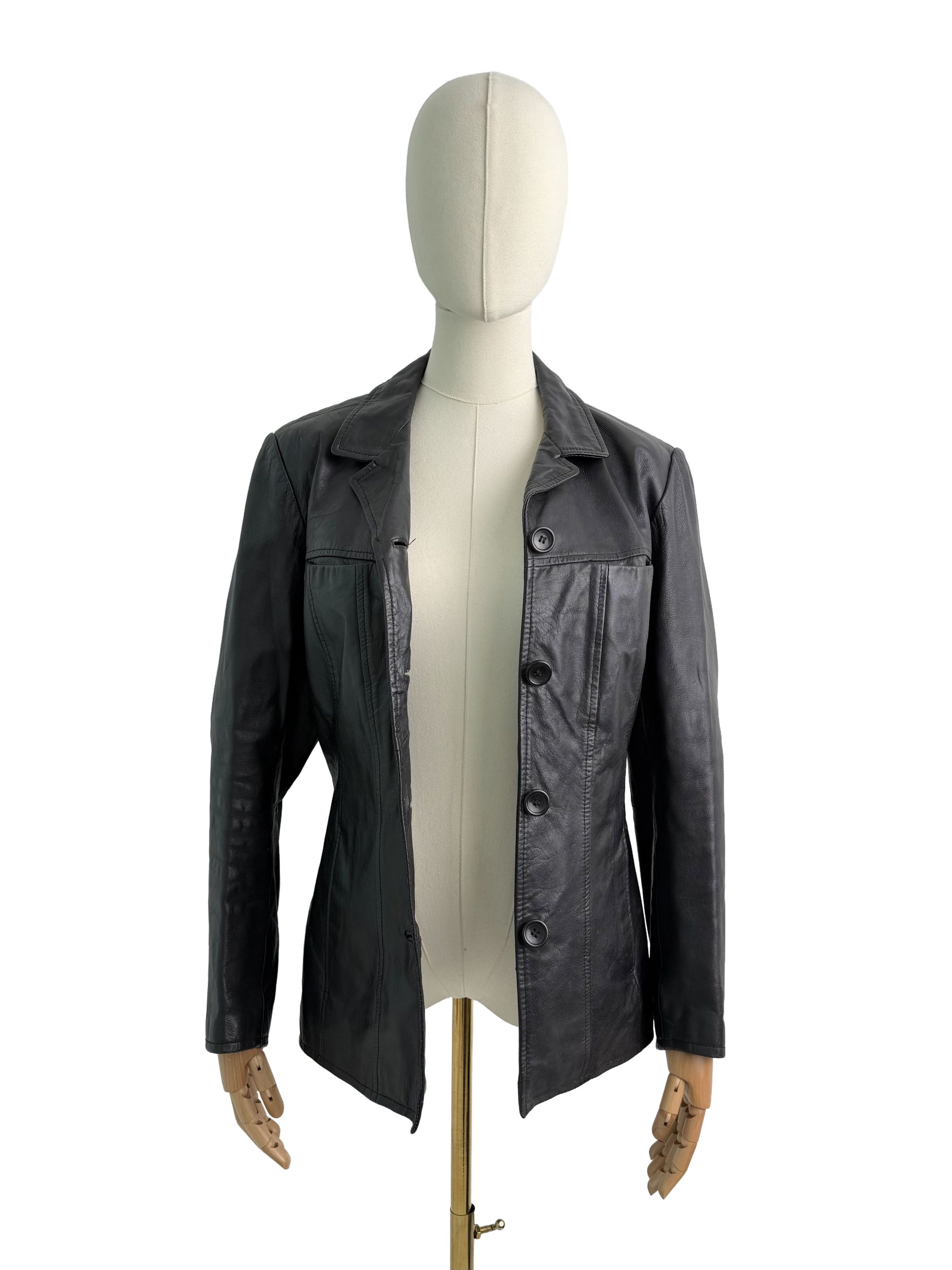 Vintage Vintage Leather Blazer Jacket Button Front Tailored Classic Size M / US 6-8 / IT 42-44 - 3 Thumbnail