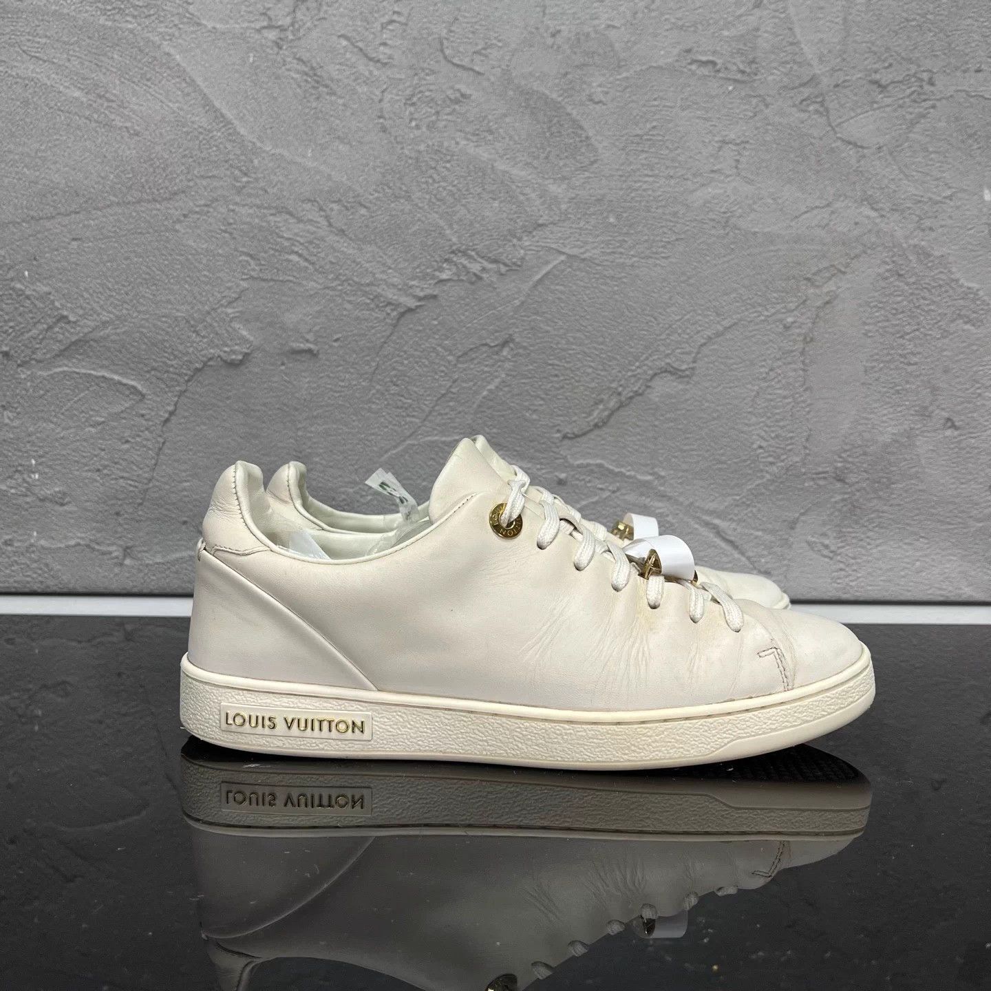 Louis Vuitton LV Women's Metallic Buckle White Sneakers Size US 5 / IT 35 - 4 Thumbnail