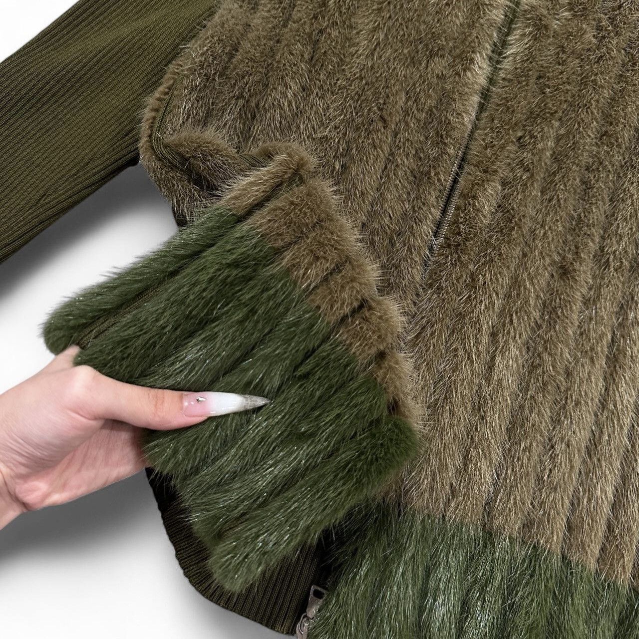 Prada Prada FW2000 Green & Brown Mink Fur Knit Cardigan Size S / US 4 / IT 40 - 5 Thumbnail