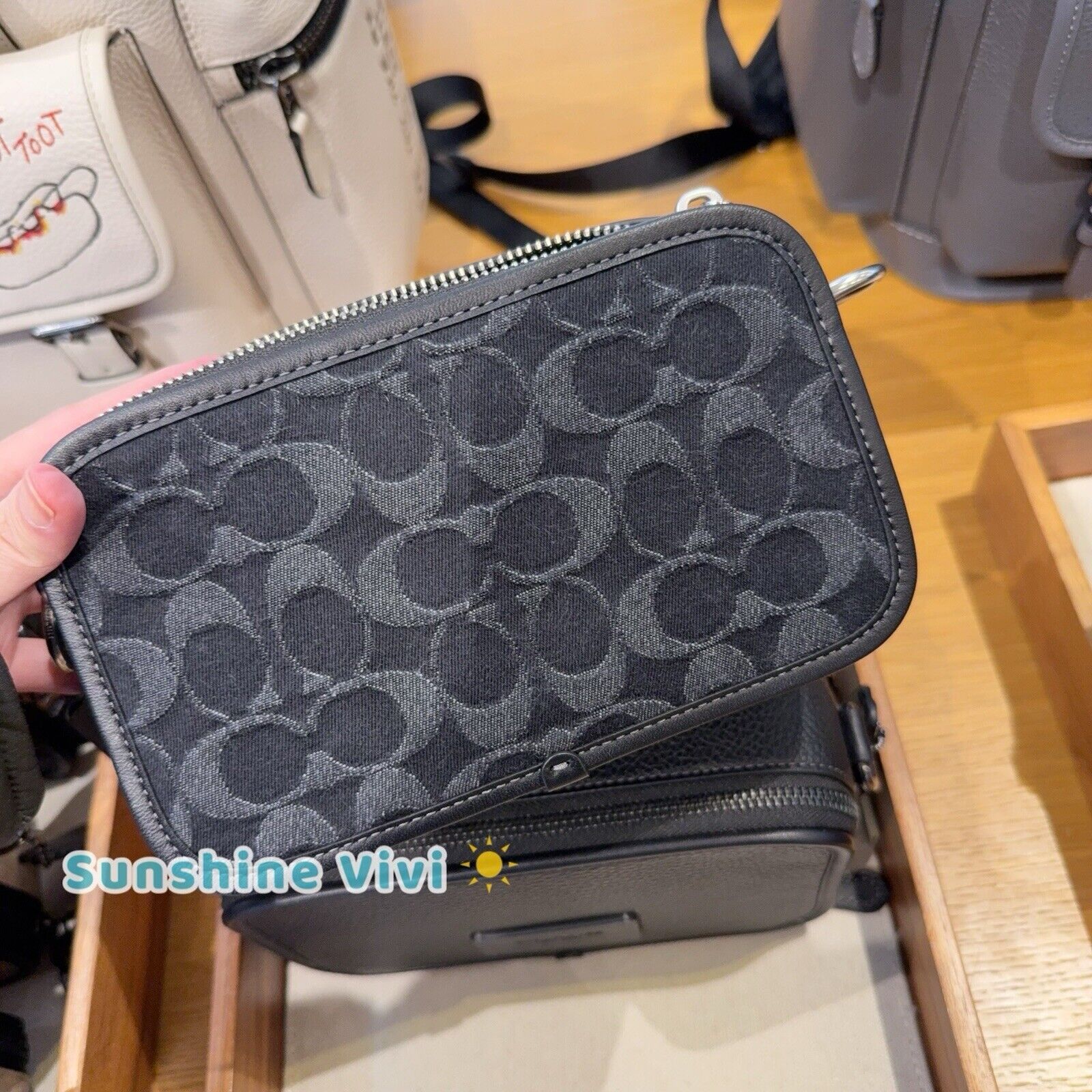 Coach NWT COACH Wyatt Crossbody Bag Signature Denim Black CAJ35 Size ONE SIZE - 3 Thumbnail
