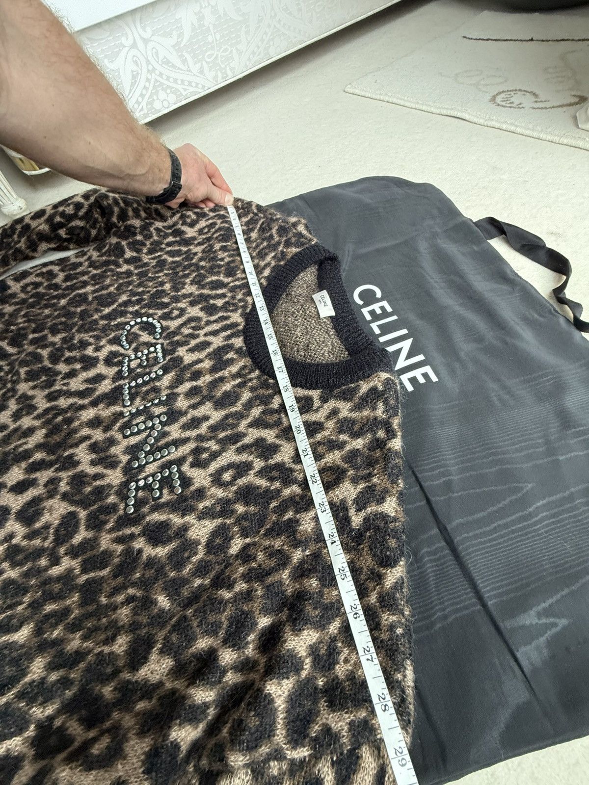 Celine FW22 Celine studded logo sweater Hedi Slimane grail leopard Size US M / EU 48-50 / 2 - 4 Thumbnail