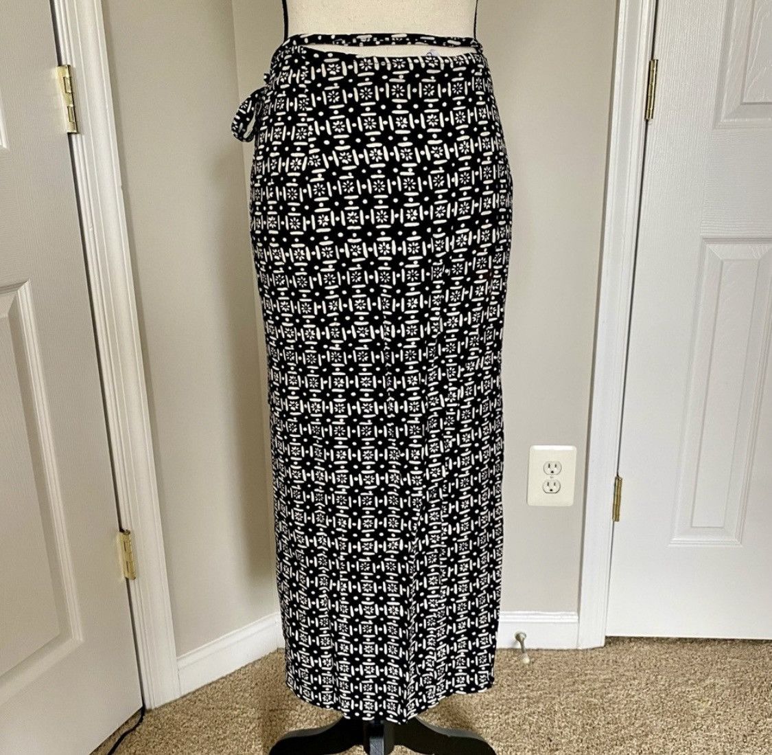 Vintage VINTAGE STYLEWORKS BLOCK PRINT ADJUSTABLE SARONG WRAP SKIRT Size 34" / US 12 / IT 48 - 2 Thumbnail