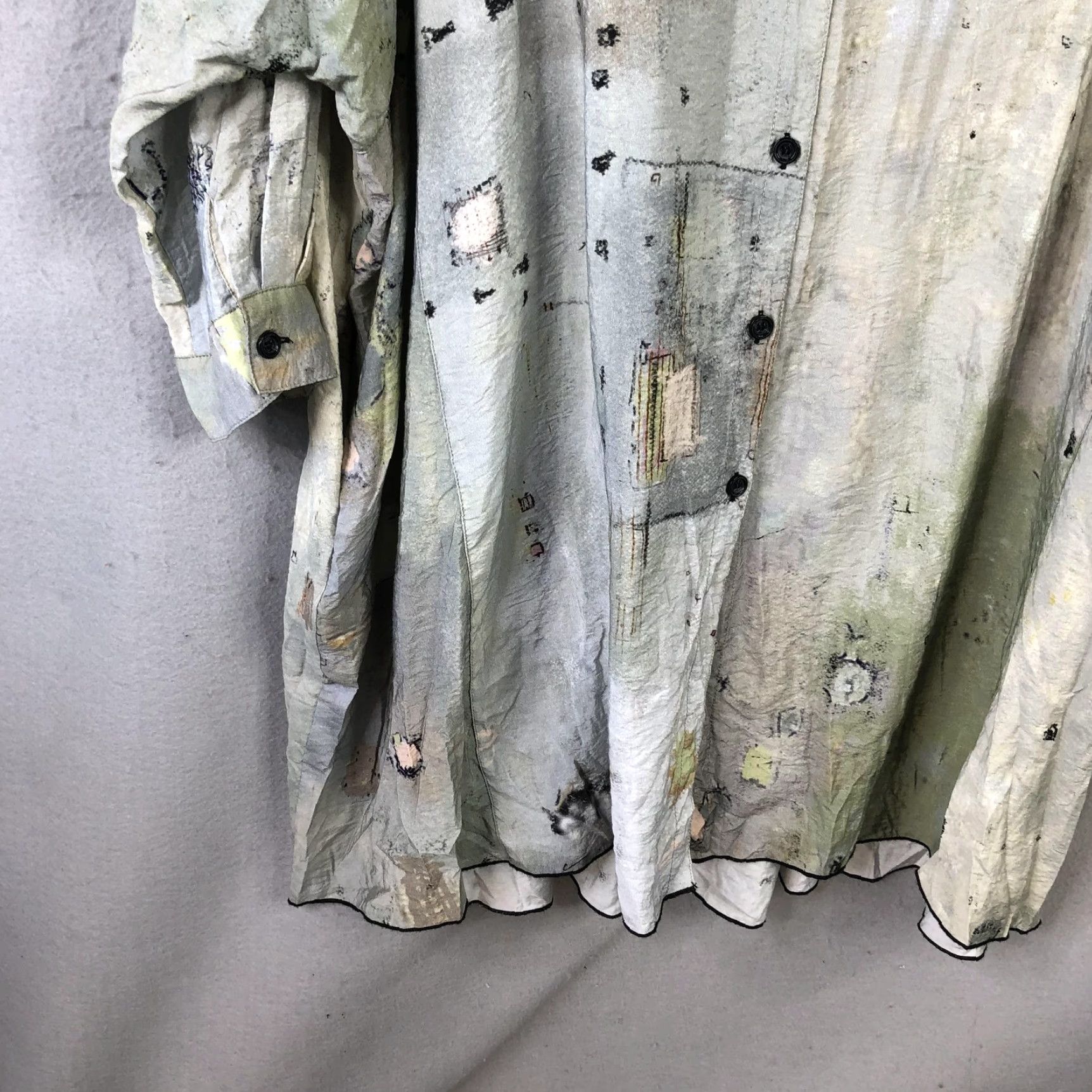 Vintage 3potato Shirt Dress Womens L/XL Green Abstract Art Oversized Boho Button Front Size L / US 10 / IT 46 - 7 Thumbnail