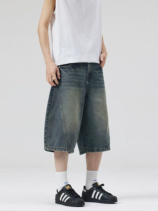 Jean Versatile distressed trendy men's scimitar denim shorts Size US 32 / EU 48 - 3 Thumbnail