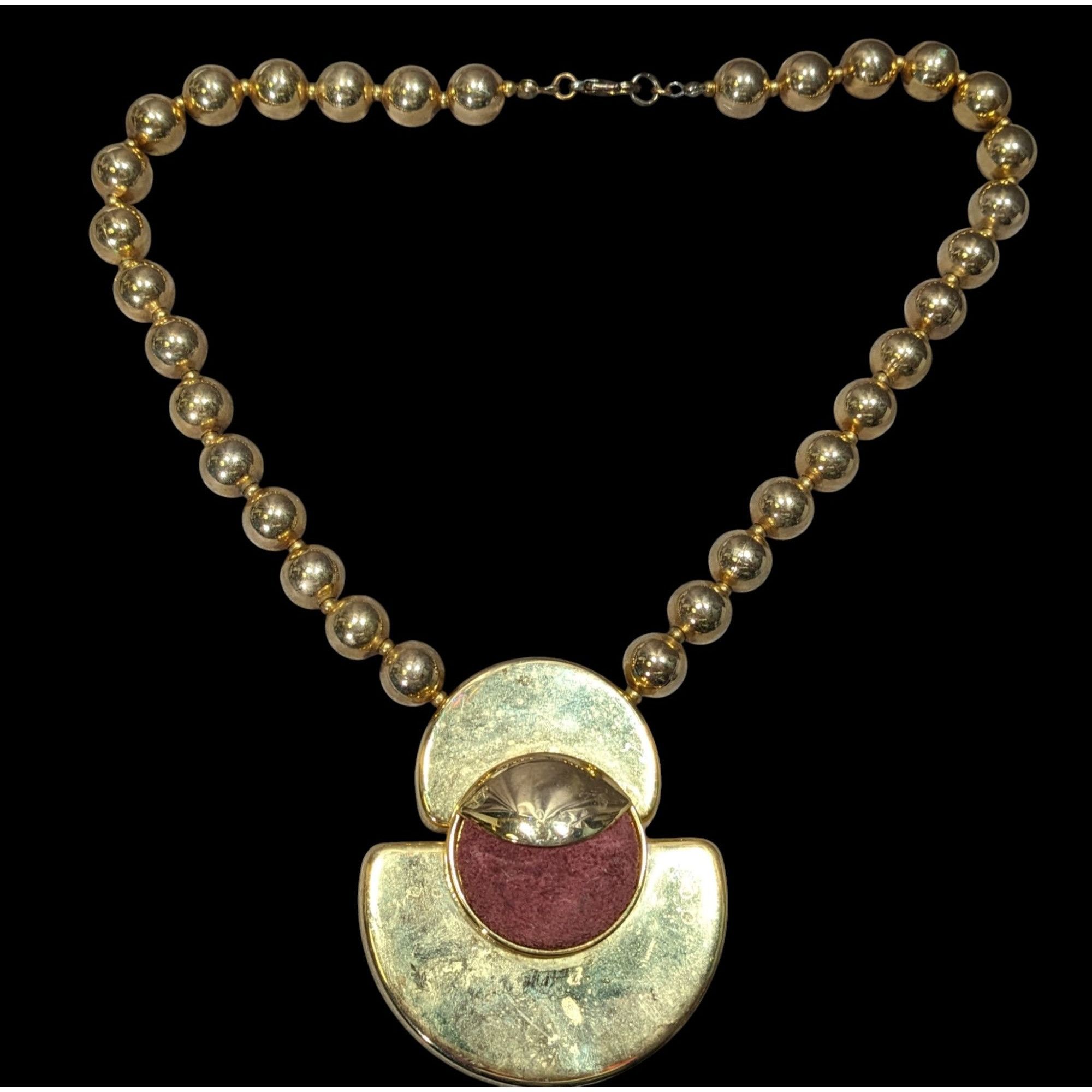 Other Vintage Retro Chunky Gold-Tone Beaded Necklace With Bold Pen Size ONE SIZE - 1 Thumbnail