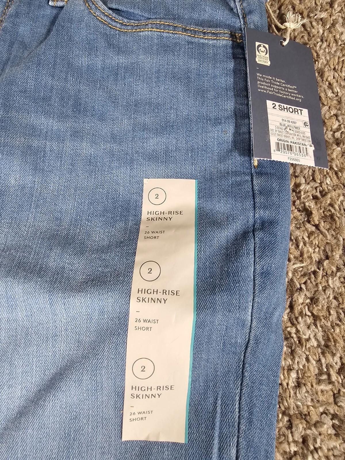 Designer Womens Universal Thread High Rise Skinny Jeans 2 Short Nwt Size 26" / US 2 / IT 38 - 2 Thumbnail