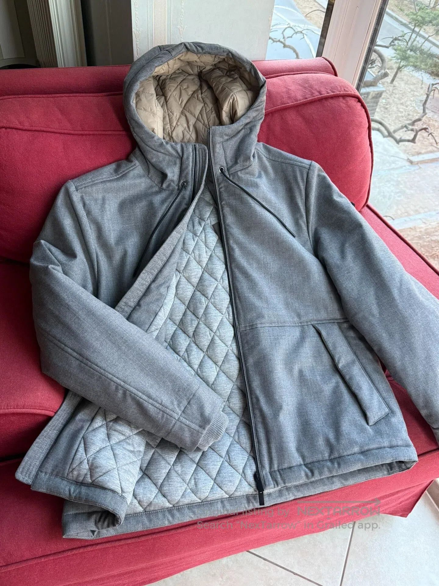 Peserico gray wool parka coat with hood. Size US L / EU 52-54 / 3 - 1 Thumbnail