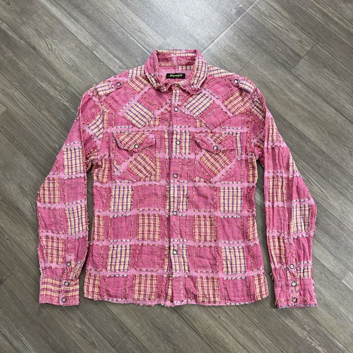 20471120 2000's Shinehills Plaid Punk Grunge Style Patchwork Shirt Size US S / EU 44-46 / 1 - 1 Thumbnail
