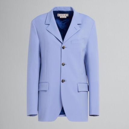 image of Marni O1W1Db10524 Single Breasted Blazer In Blue, Women's (Size XL)