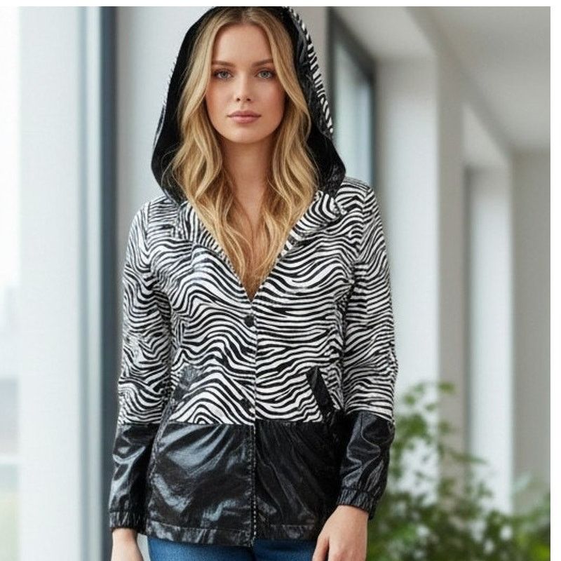 Other Dollhouse Hooded Rain Jacket Animal Print Elbow Patch S/M Size ONE SIZE - 1 Thumbnail