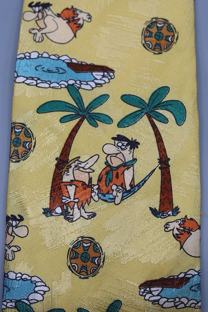 C&A Vintage The Flintstones Novelty Tie – Fred & Barney Design Size ONE SIZE - 5 Thumbnail
