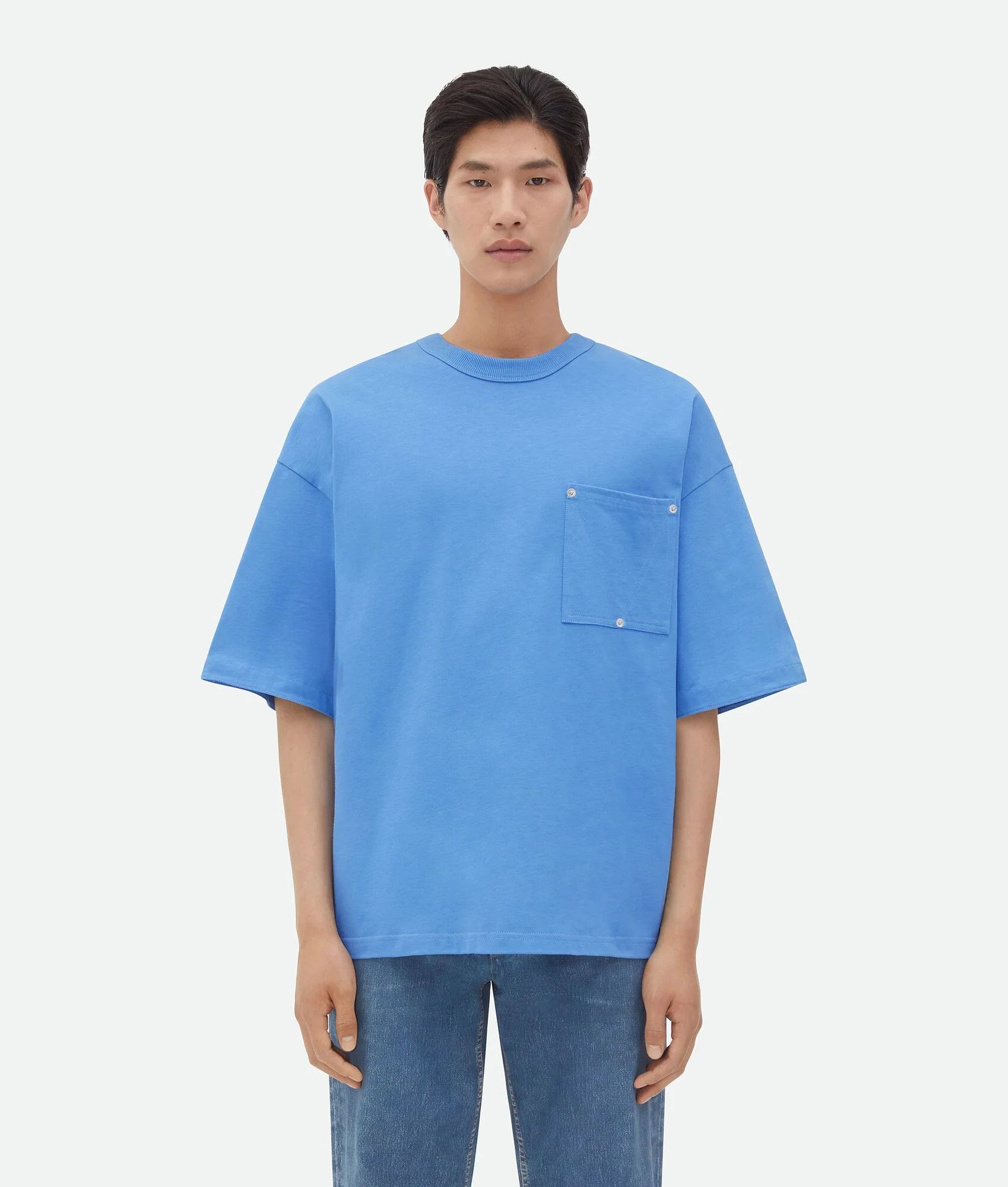 Bottega Veneta o1w1db10525 Cotton Jersey T-Shirt in Blue Size US M / EU 48-50 / 2 - 1 Thumbnail