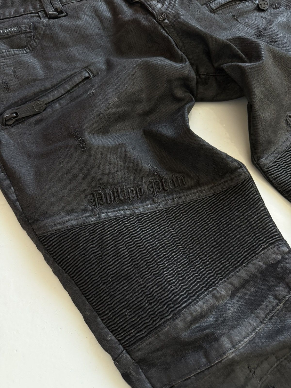 Philipp Plein Philipp Plein born&raised distressed waxed biker denim Size US 36 / EU 52 - 6 Thumbnail